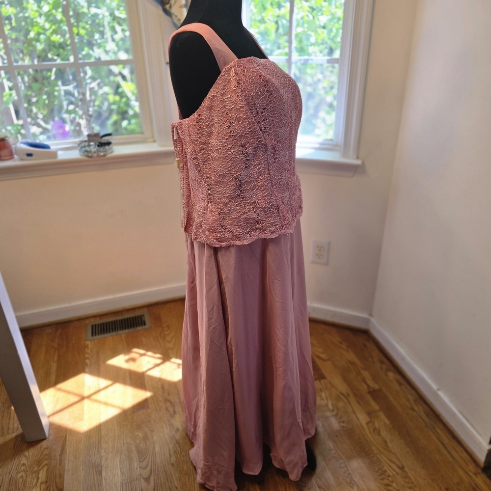 Pink Lace Formal Maxi Dress Sleeveless Evening Gown Party Prom Occasion 18 - Picture 4 of 6